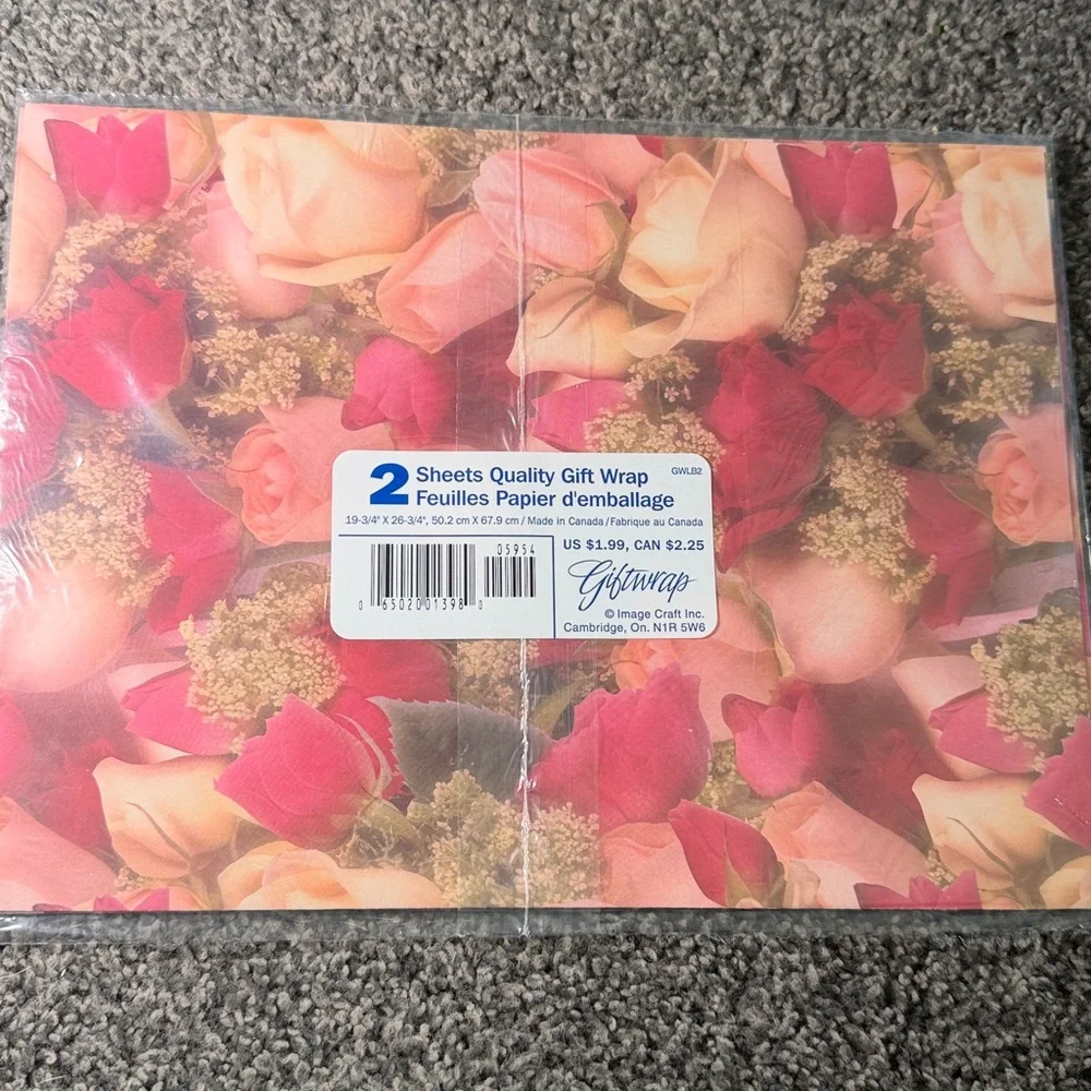5/$25 VINTAGE Birthday Wrapping Paper Floral Roses